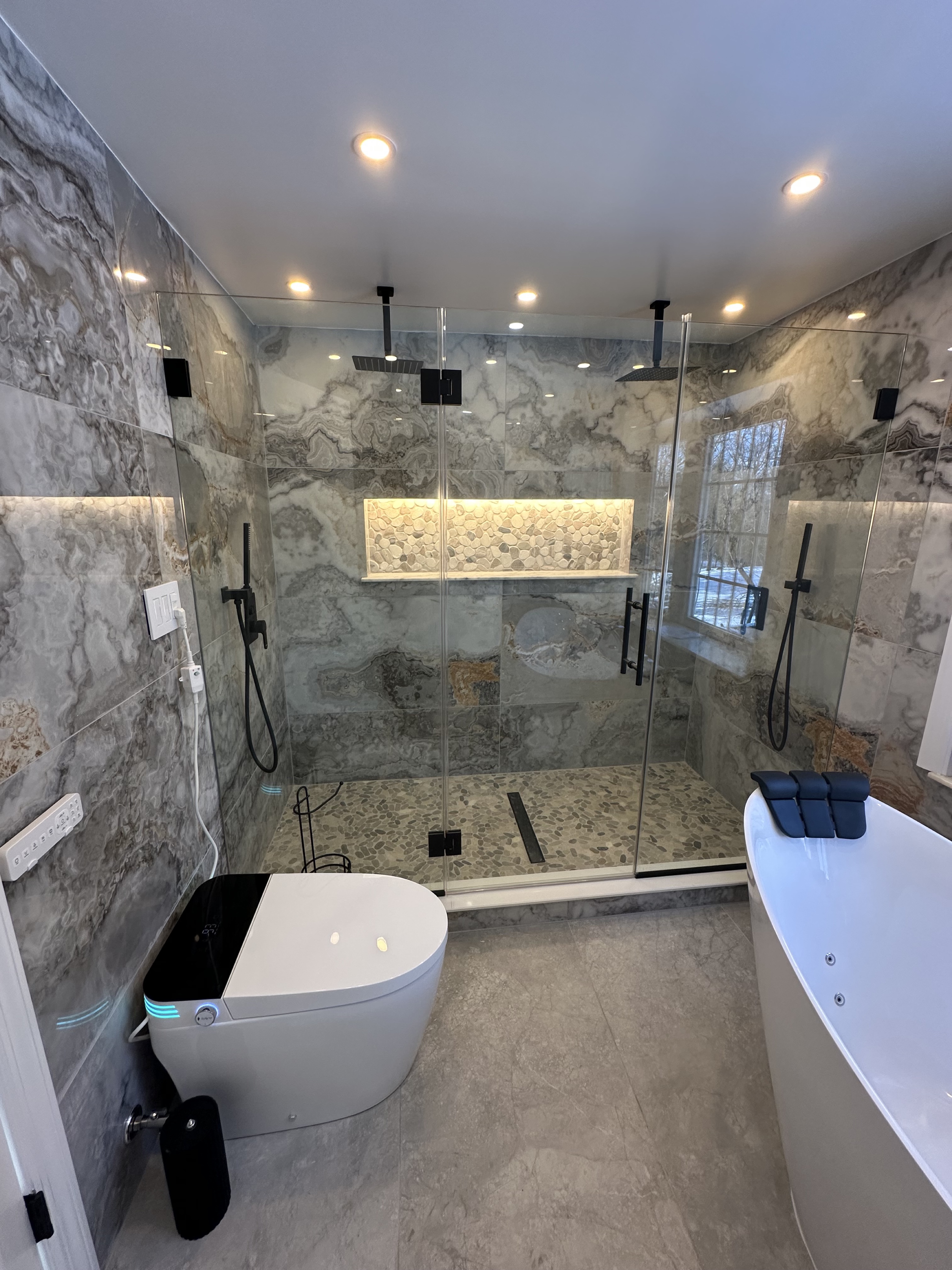 Modern bathroom renovation in Staten Island and Westchester ALB BUILDS INC